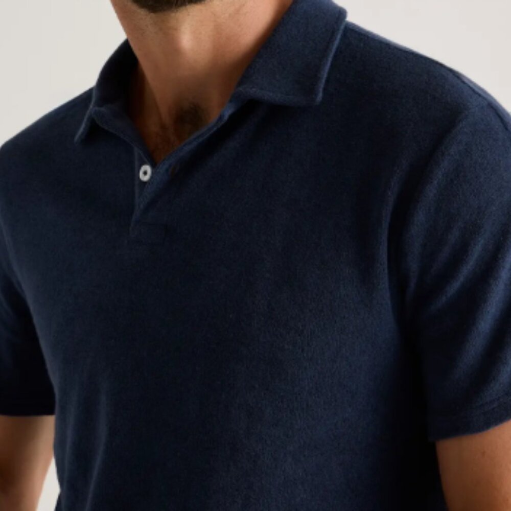Mens JCrew Terry Cloth Button Up Polo